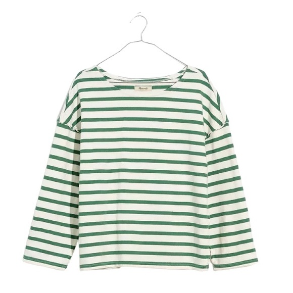 Madewell Luxe Long-Sleeve Tee in Falon Stripe Oversize Sweater - Size XS - Picture 4 of 13